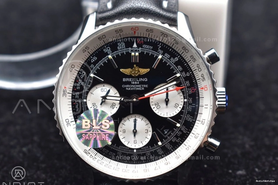 on Bracelet Navitimer 43mm BLS Black Edition 1 916 SS A Best Popular Dial Leather 1:1 0427
